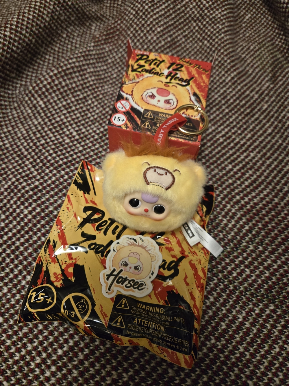 Baby Three Petit Zodiac Head Horsee Plush Keychain